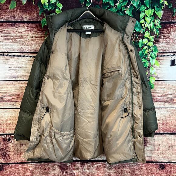 Vintage LL Bean GOOSE DOWN Full Zip Puffer Jacket Coat Mens XLT TALL Pockets - Picture 2 of 8